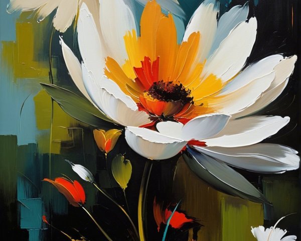 Vibrant Flowers in White and Yellow on Textured Background
