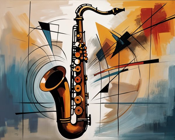 Abstract Artwork of a Saxophone in Dynamic Colors