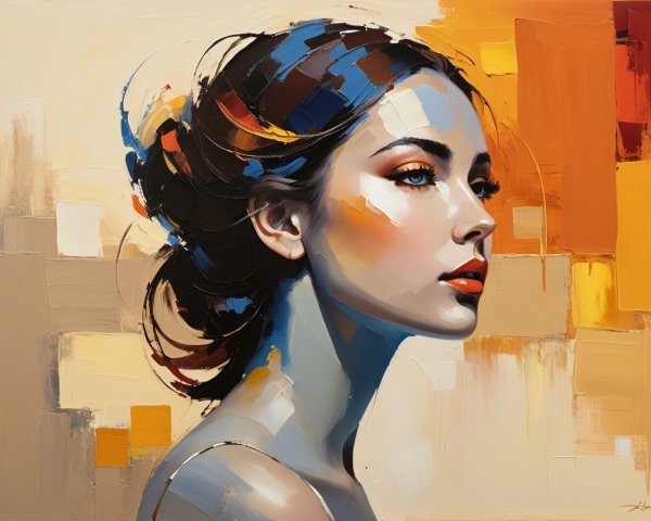 Striking Portrait of a Woman with Abstract Background