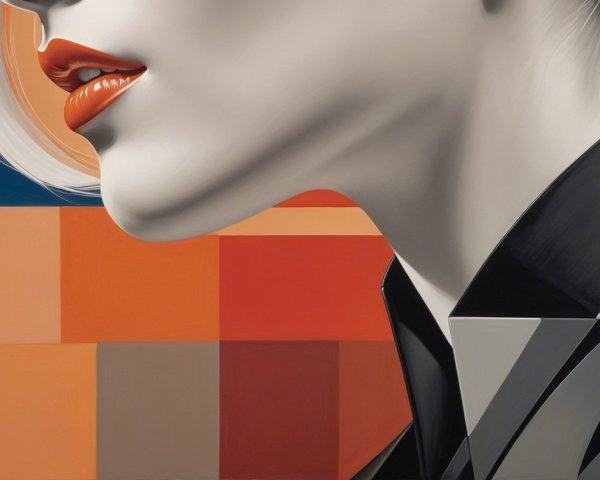 Close-Up of a Stylized Woman's Profile with Geometric Shapes