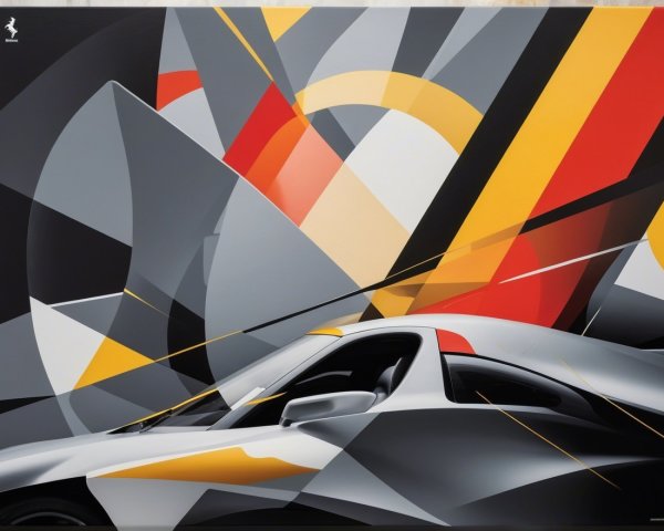 Abstract Composition with Geometric Shapes and Car Design