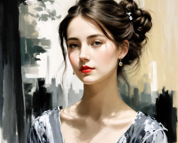 Portrait of a Young Woman with Elegant Features