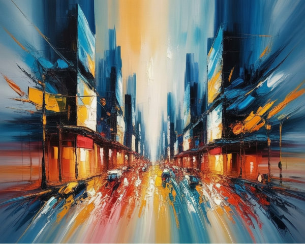 Vibrant Cityscape with Colorful Urban Elements