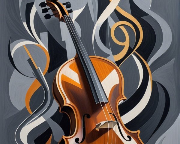 Vibrant Stylized Violin with Abstract Background