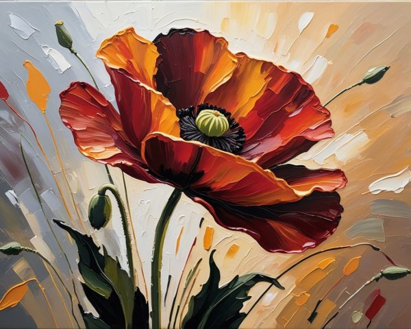 Close-Up of a Vibrant Poppy Flower with Colorful Details