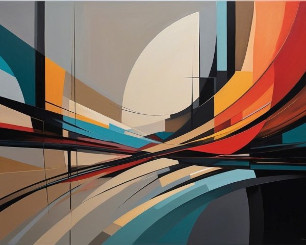 Abstract Composition with Curves and Bold Colors