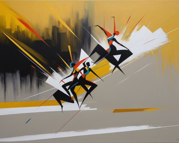 Dynamic Abstract Figures in Motion with Bold Colors