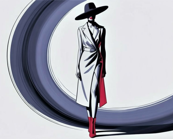 Stylish Illustration of Confident Figure in Fashion Ensemble