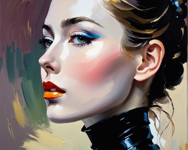 Elegant Portrait of Young Woman with Bold Makeup