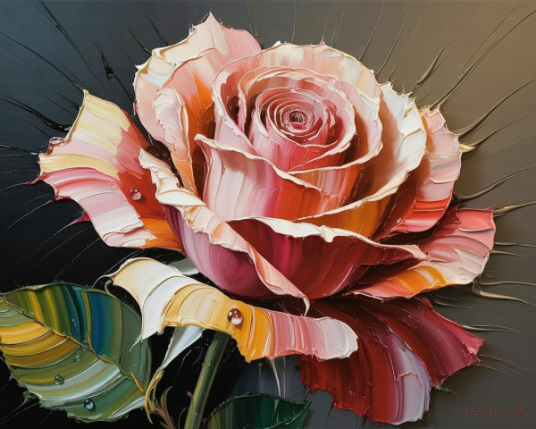Beautifully Painted Rose with Soft Pink Petals