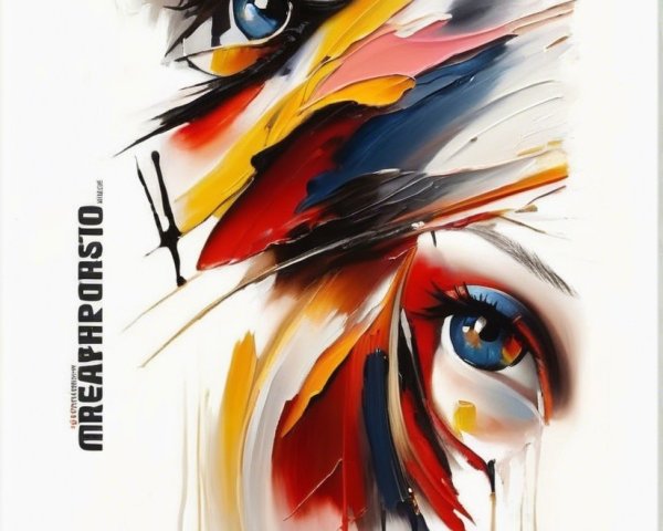 Expressive Eyes Surrounded by Vibrant Colors and Brush Strokes