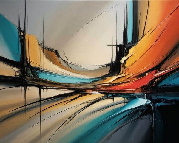 Abstract Landscape with Vibrant Colors and Movement