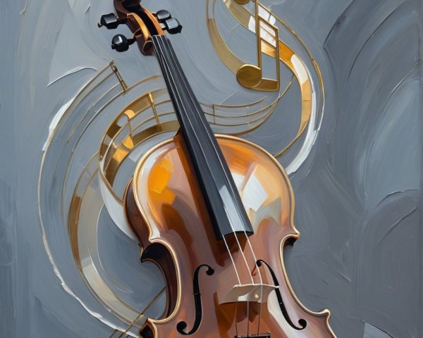 Vibrant depiction of a violin with musical notes