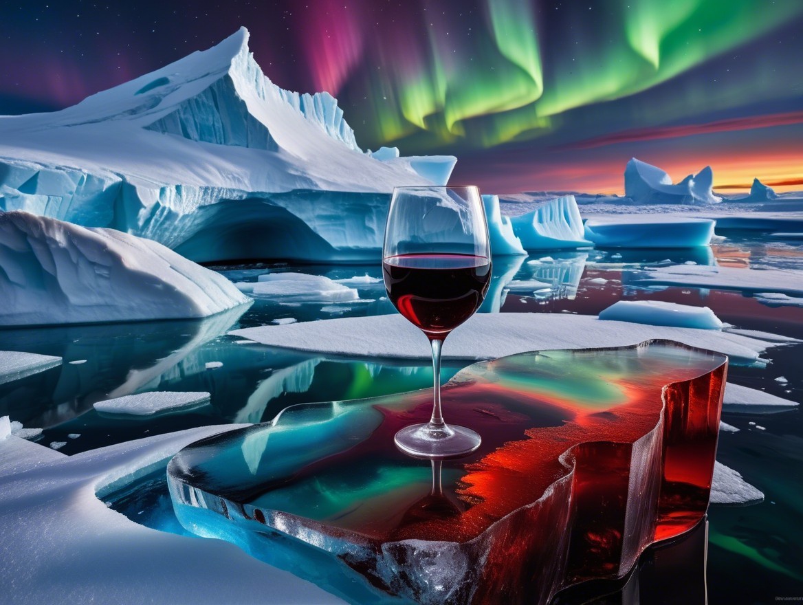 Arctic Landscape with Icebergs and Northern Lights
