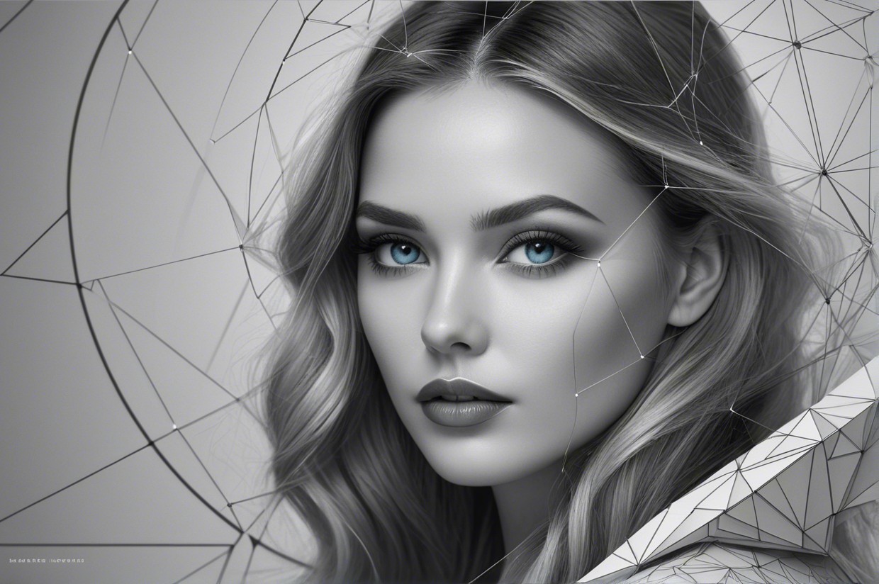 Black-and-White Portrait of a Young Woman with Blue Eyes