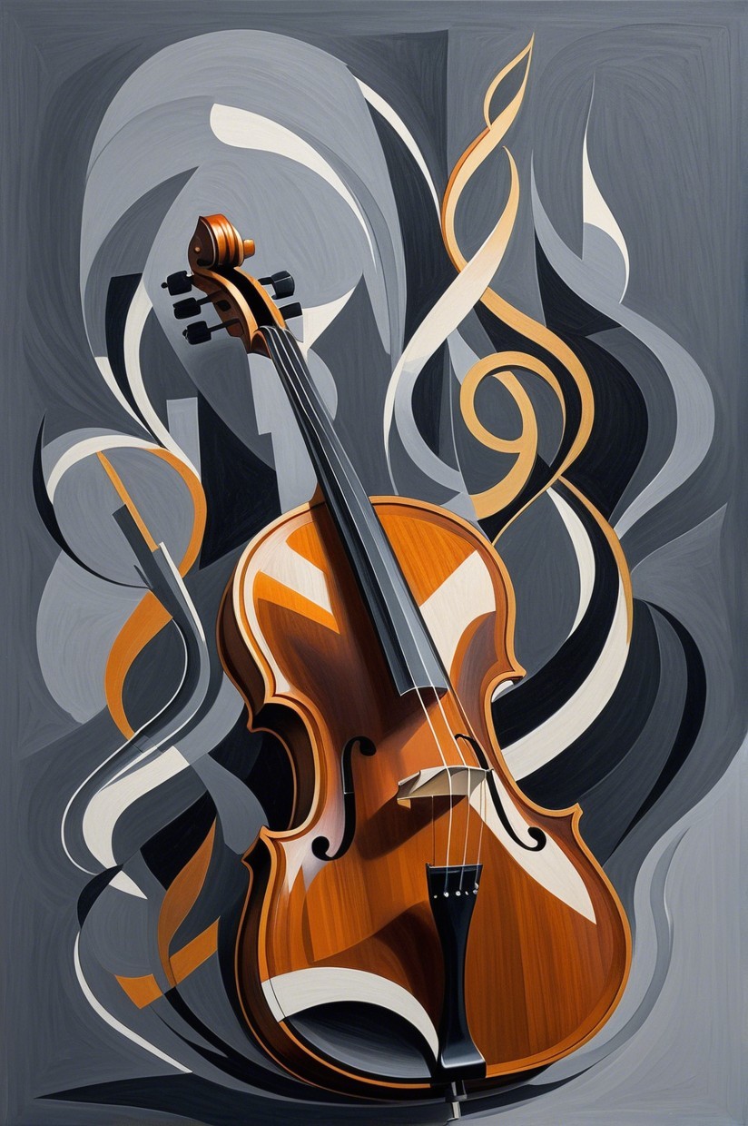Vibrant Stylized Violin with Abstract Background
