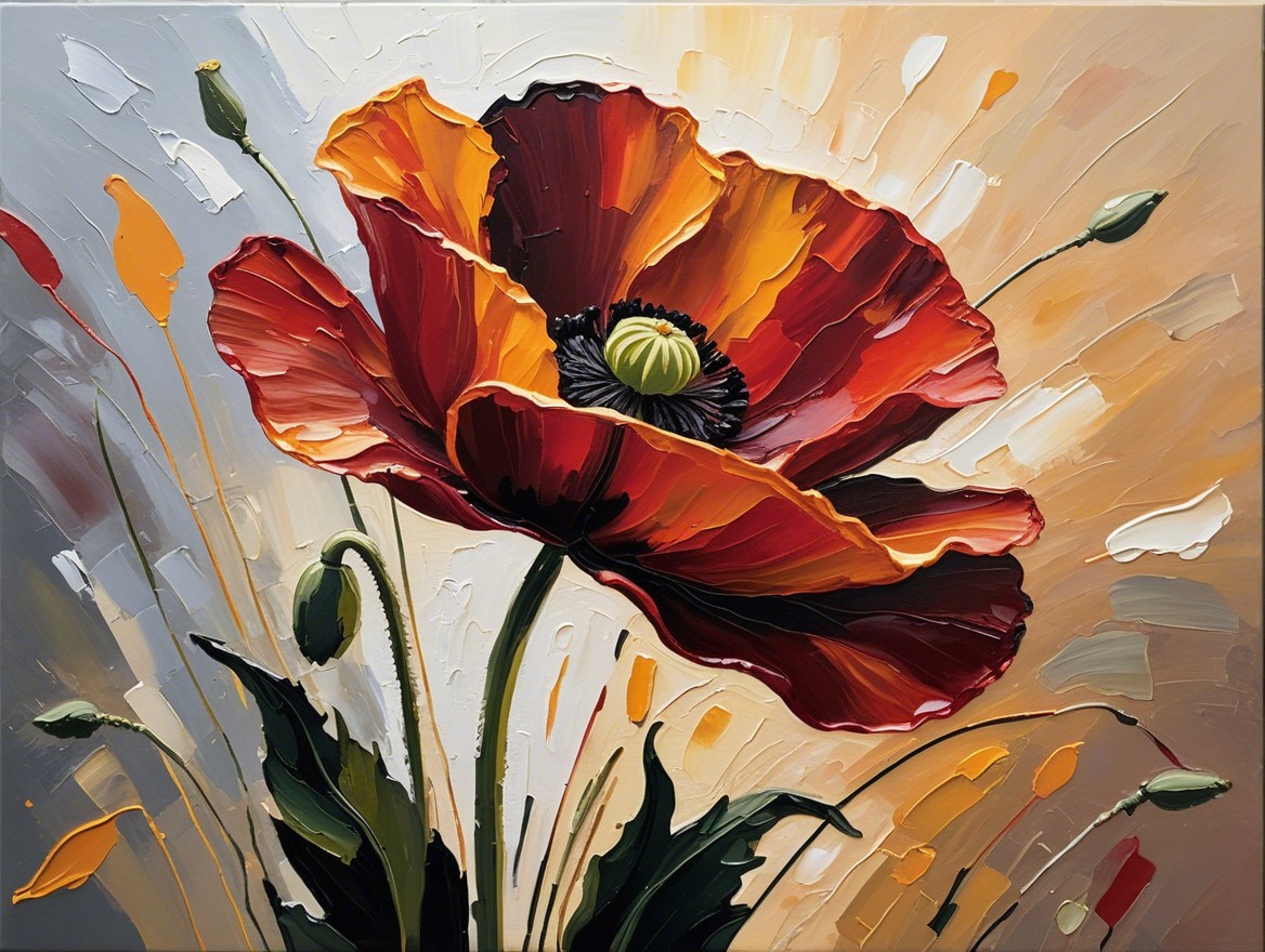 Close-Up of a Vibrant Poppy Flower with Colorful Details