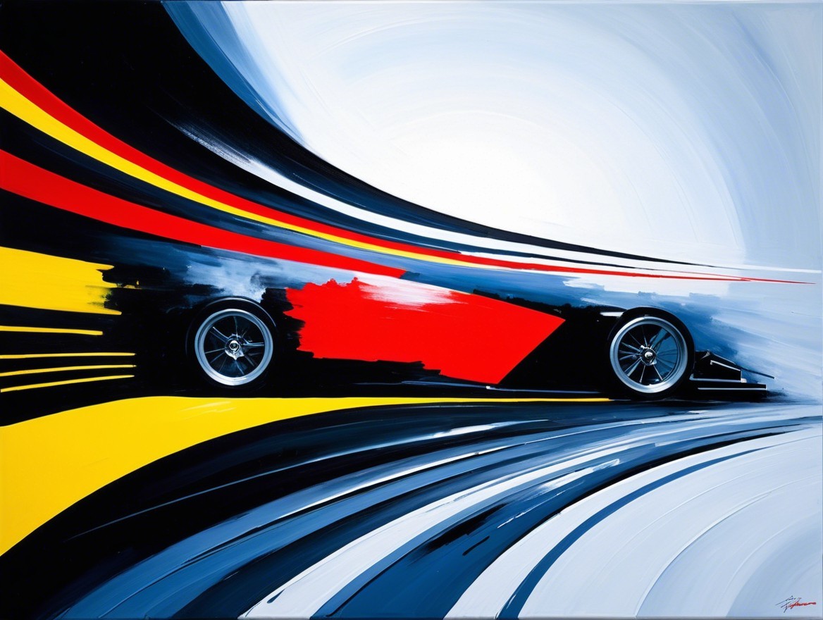 Abstract Racing Car in Motion with Bold Colors