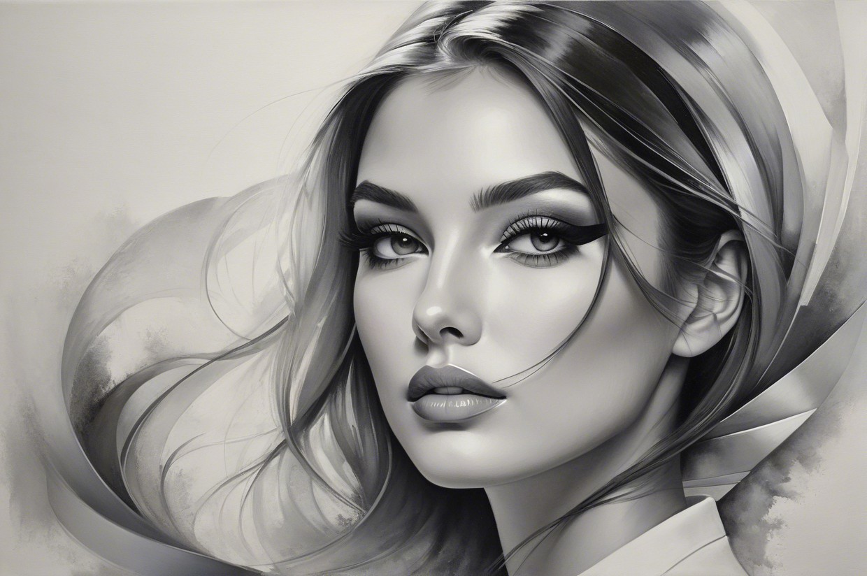 Monochromatic Portrait of a Young Woman's Elegance