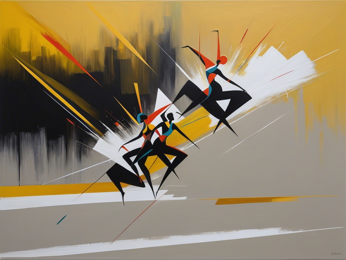 Dynamic Abstract Figures in Motion with Bold Colors