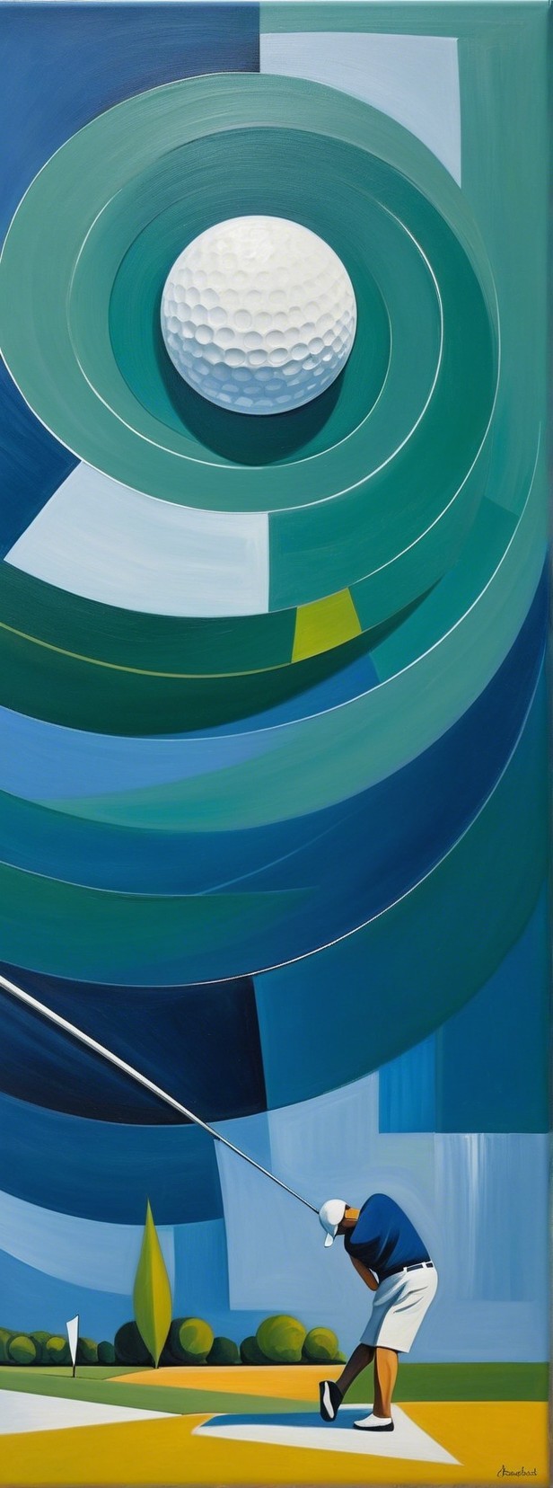 Stylized Golfer in Mid-Swing with Bold Colors
