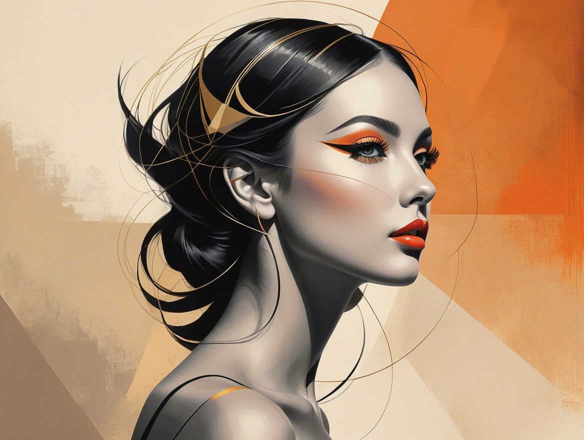 Portrait of a Woman with Bold Makeup and Modern Background