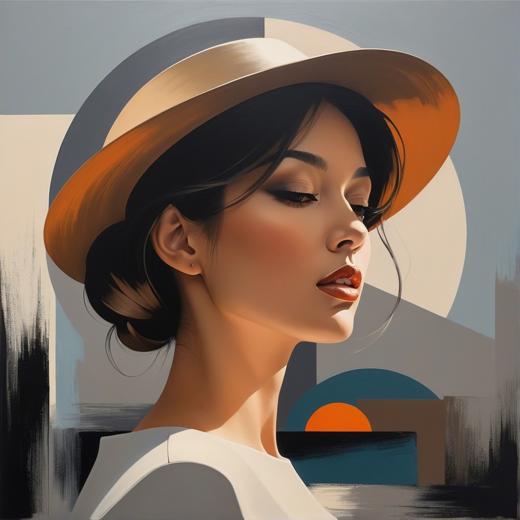 Profile of a Woman with Stylish Bun and Hat
