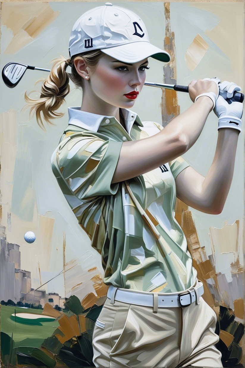 Stylish Female Golfer in Action on the Course