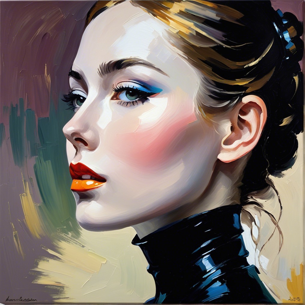 Elegant Portrait of Young Woman with Bold Makeup