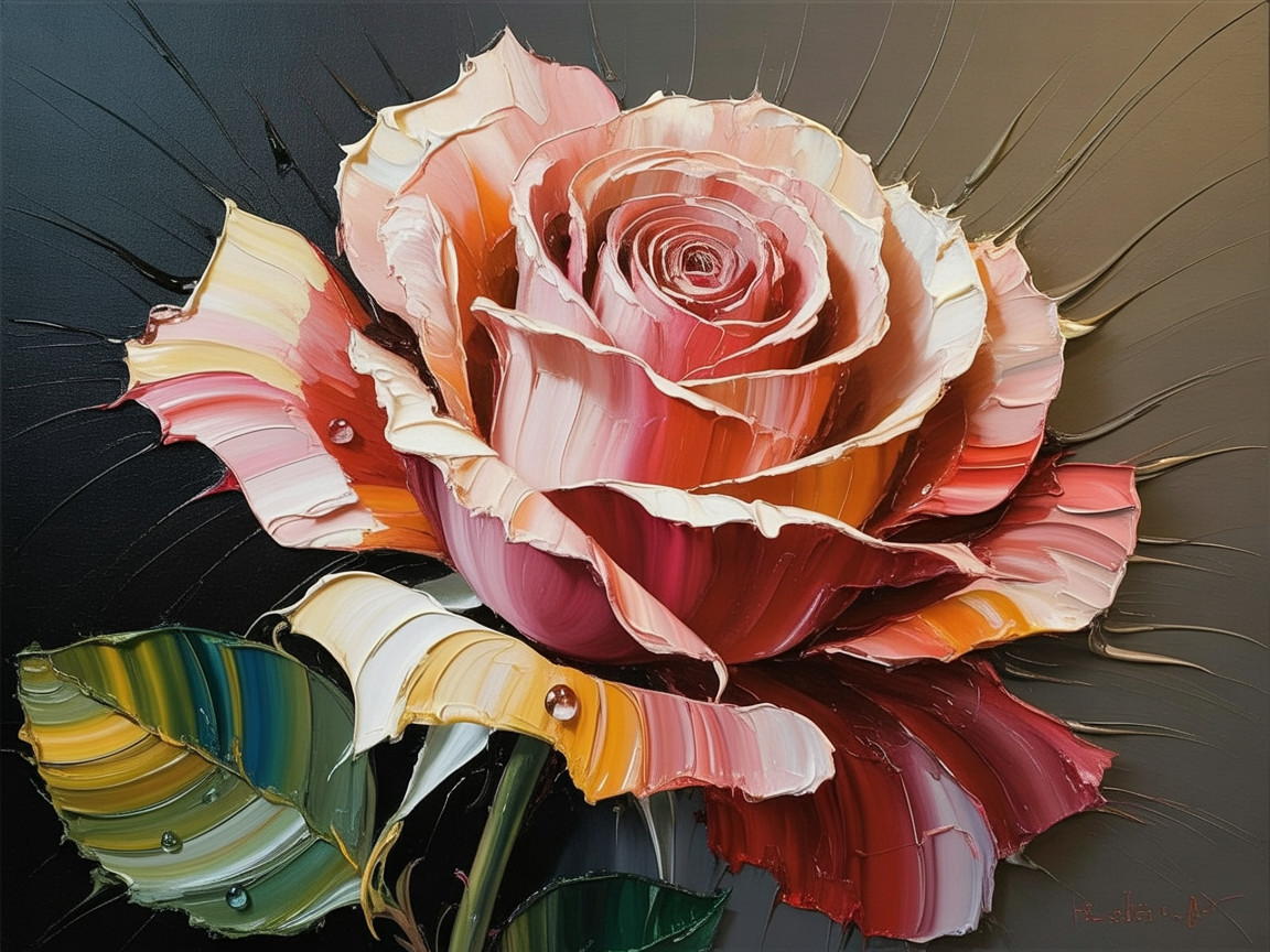 Beautifully Painted Rose with Soft Pink Petals
