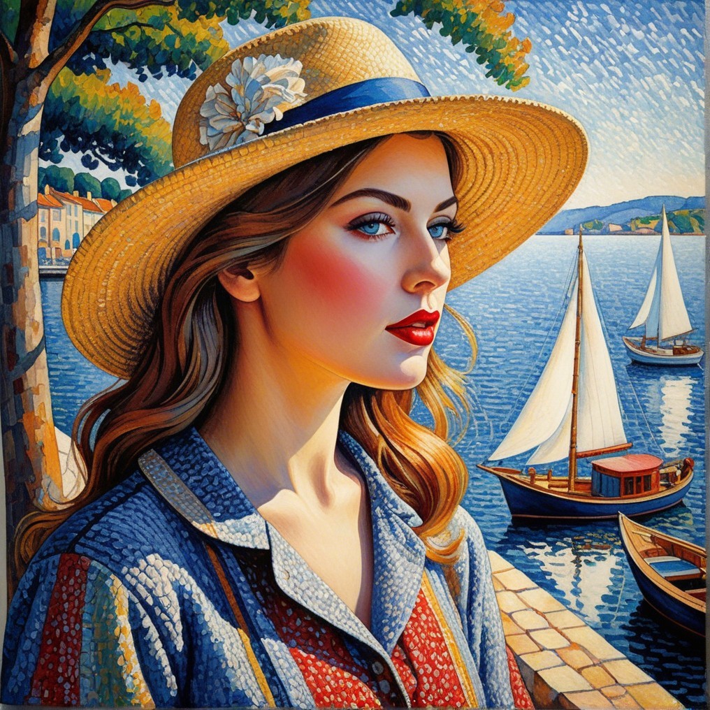 Portrait of a Young Woman by a Lakeside Scene