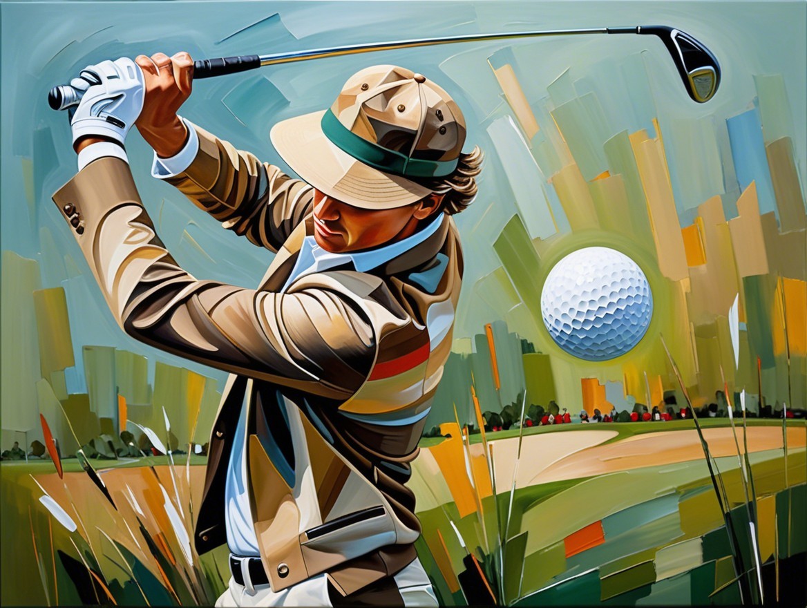 Abstract Golf Swing with Vibrant Colors and Patterns