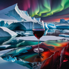 Arctic Landscape with Icebergs and Northern Lights