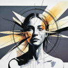 Dynamic Geometric Composition with Bold Color Contrast