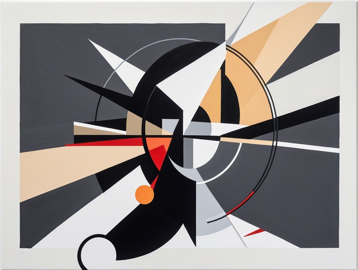 Dynamic Geometric Composition with Bold Color Contrast