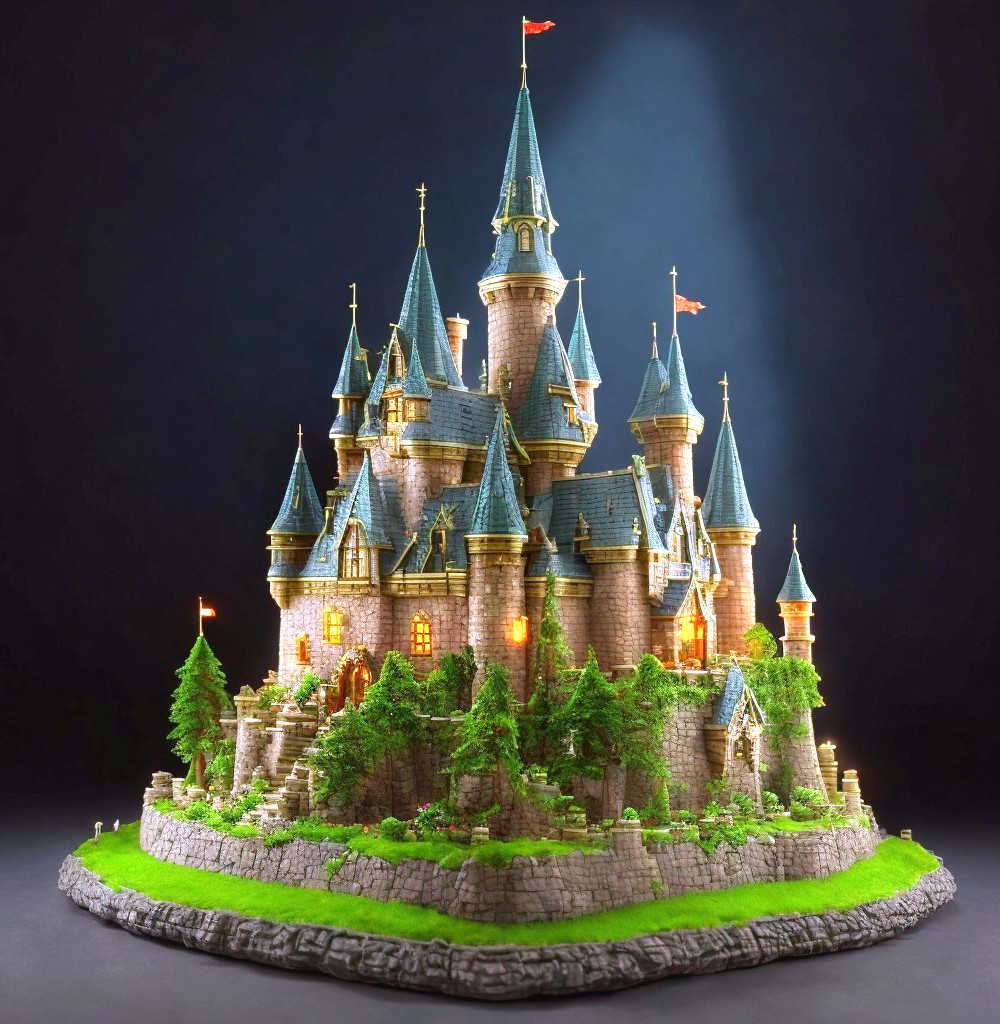 Miniature Castle with Fairytale Design and Lighting