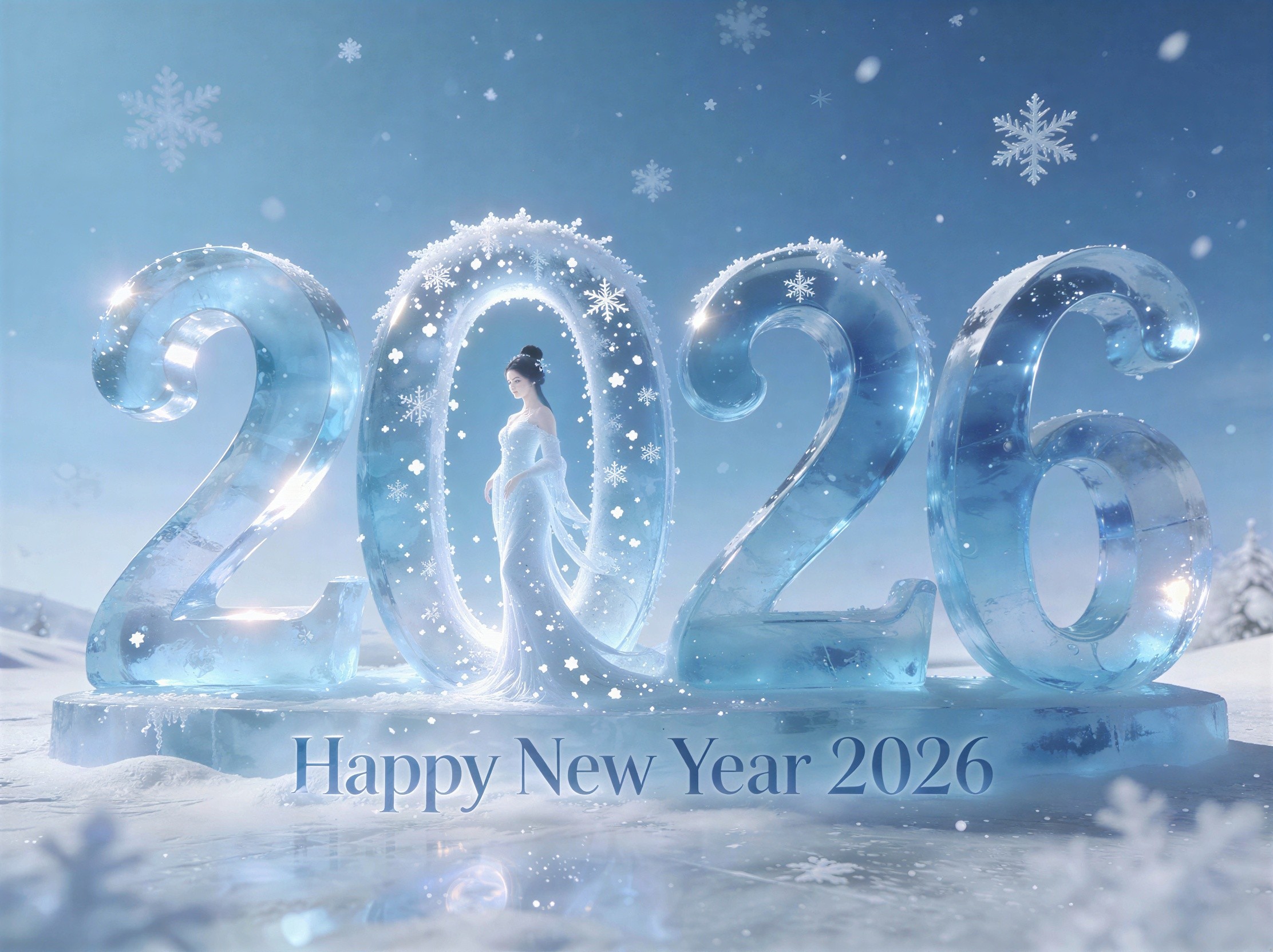Winter Wonderland Scene Featuring 2026 Ice Sculptures