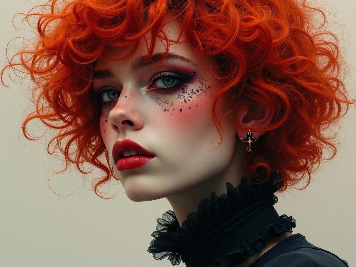 Portrait of a Young Woman with Red Curly Hair