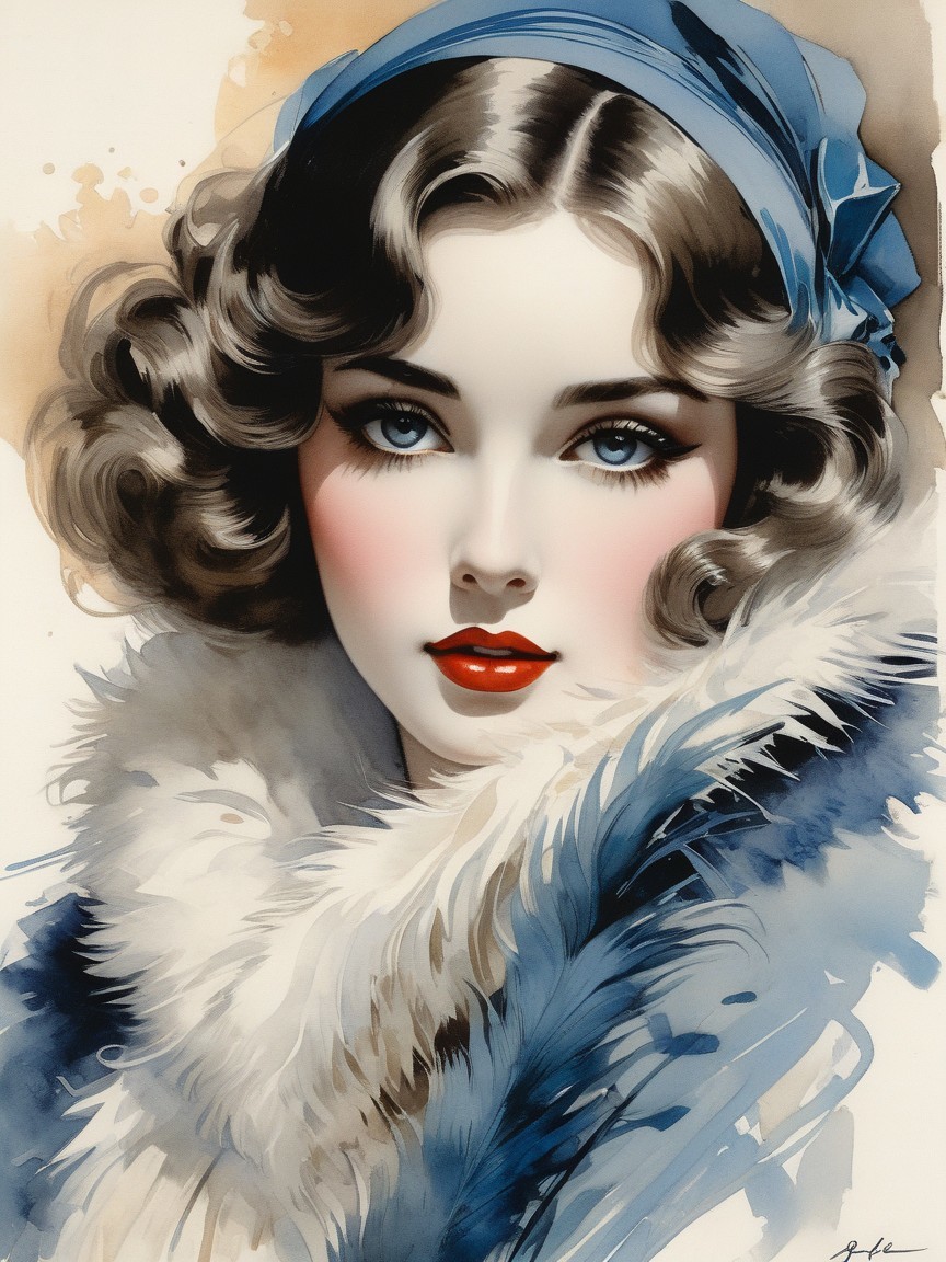 Glamorous Vintage Portrait of a Woman with Fur Stole