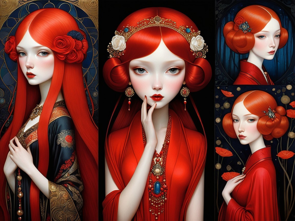Collection of Portraits of a Woman with Red Hair