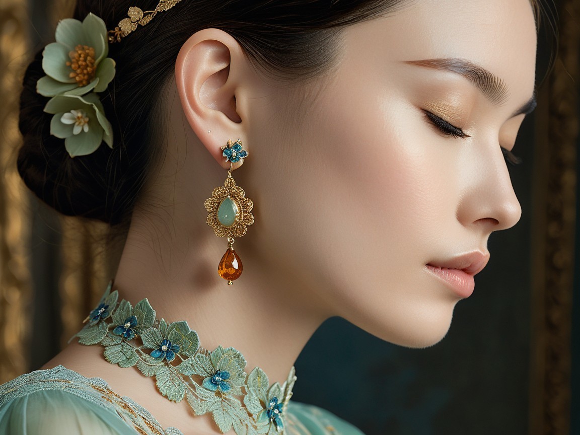 Close-Up Profile of an Elegant Woman with Jewelry