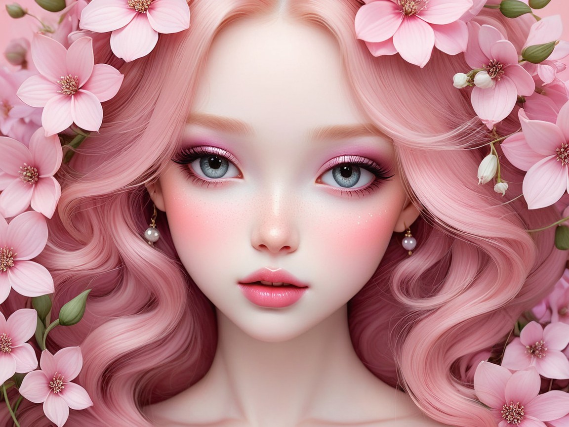 Close-Up Portrait of a Young Woman with Pink Hair