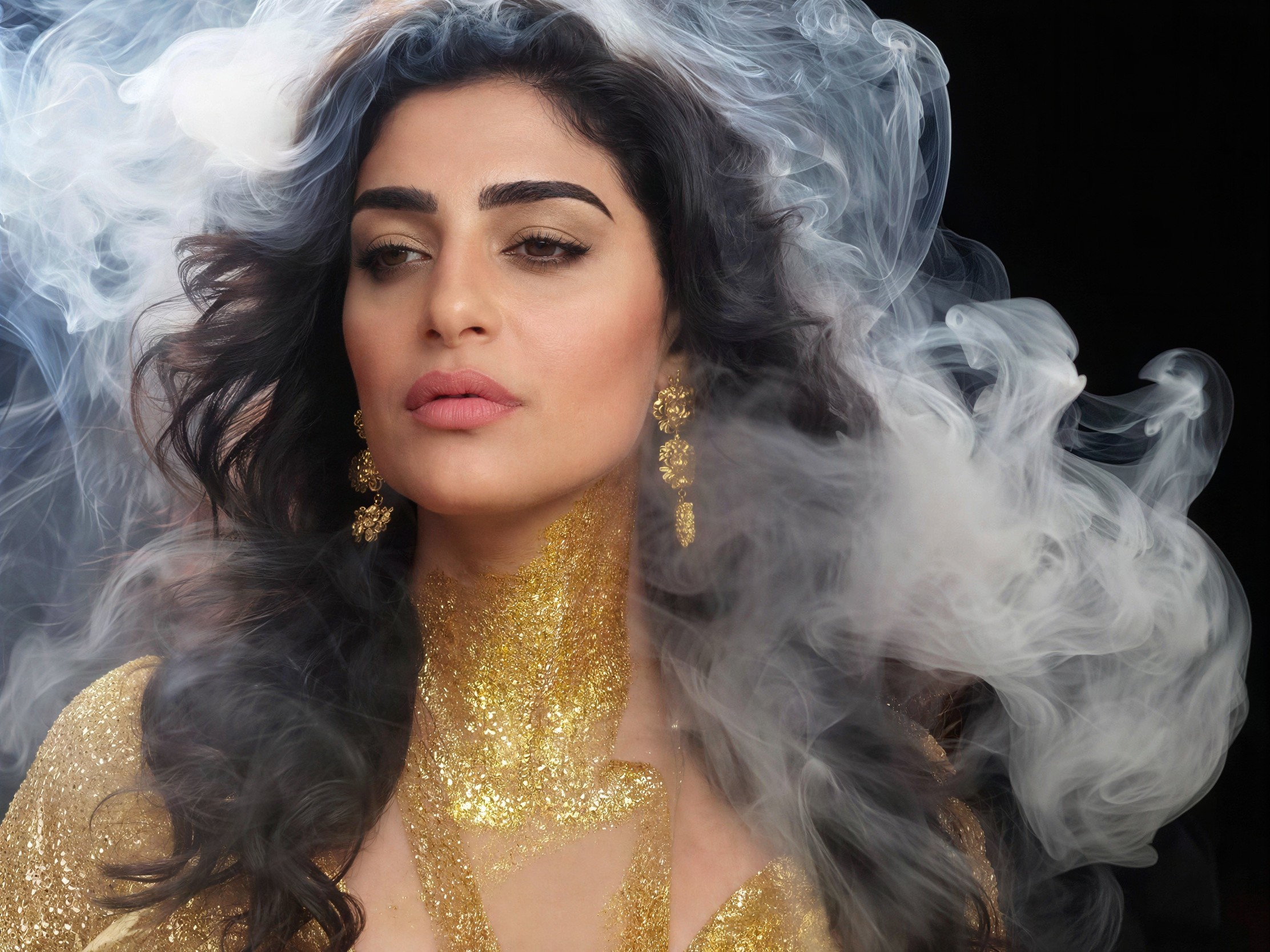 Close-Up of Middle-Eastern Woman in Glittered Outfit