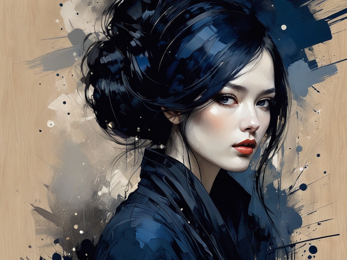 Portrait of a Young Woman with Abstract Background