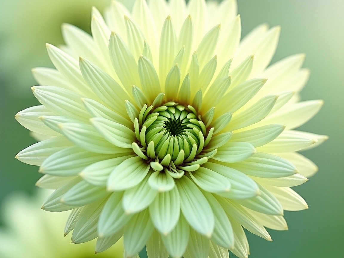 Delicate Pale Green Flower with Intricate Spiral Center