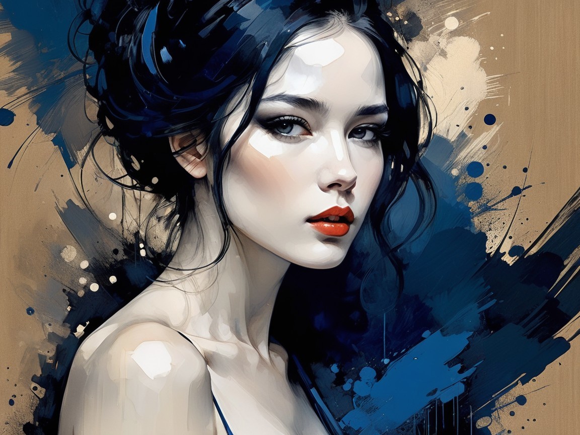 Portrait of a Young Woman with Bold Brush Strokes