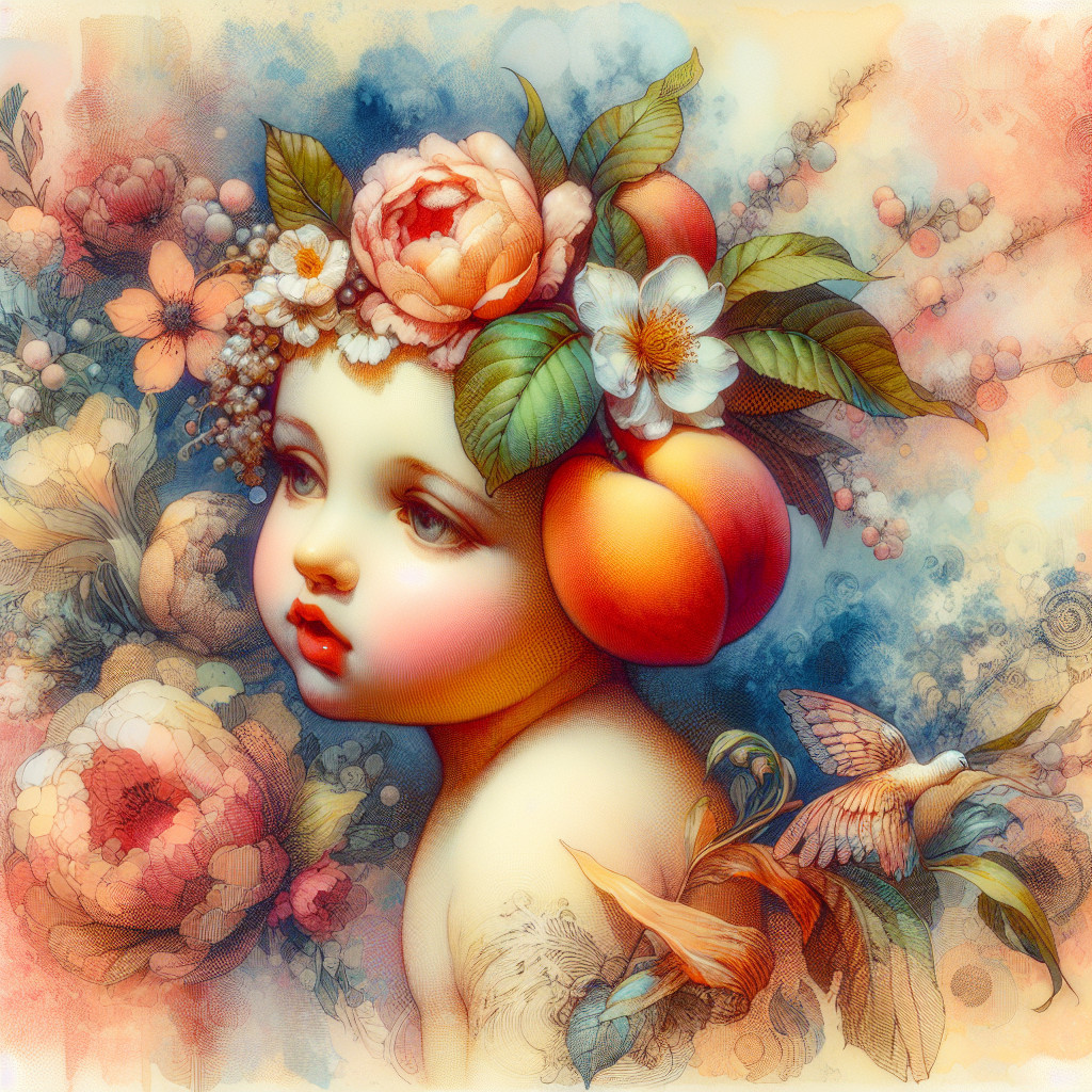 Whimsical Child with Flower Crown in Pastel Colors