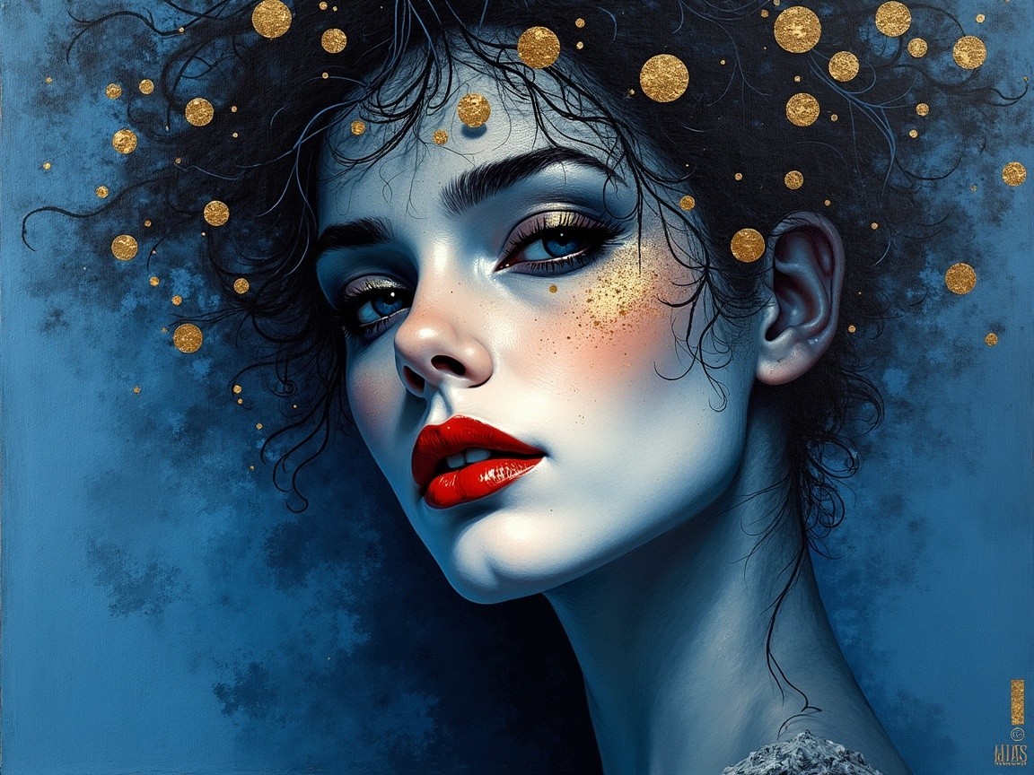 Portrait of a Young Woman with Striking Features