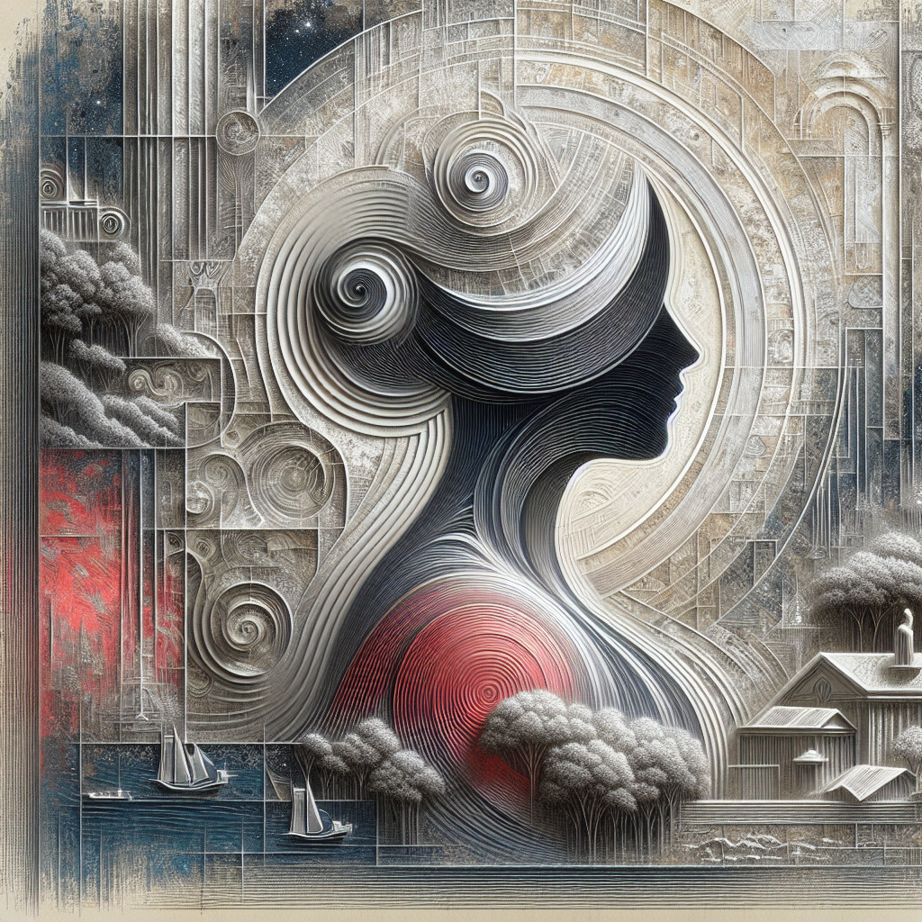 Stylized Silhouette of a Woman with Abstract Elements