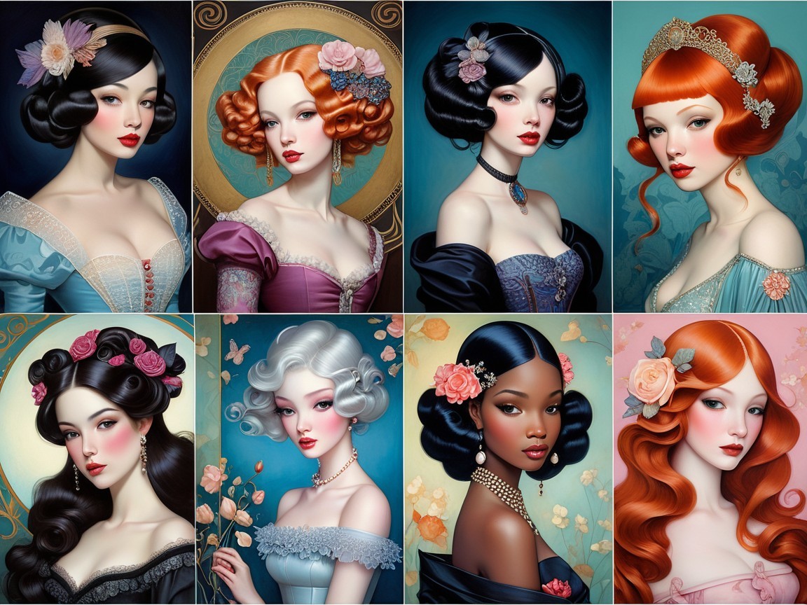 Collage of Diverse Women in Elegant Attire and Hairstyles